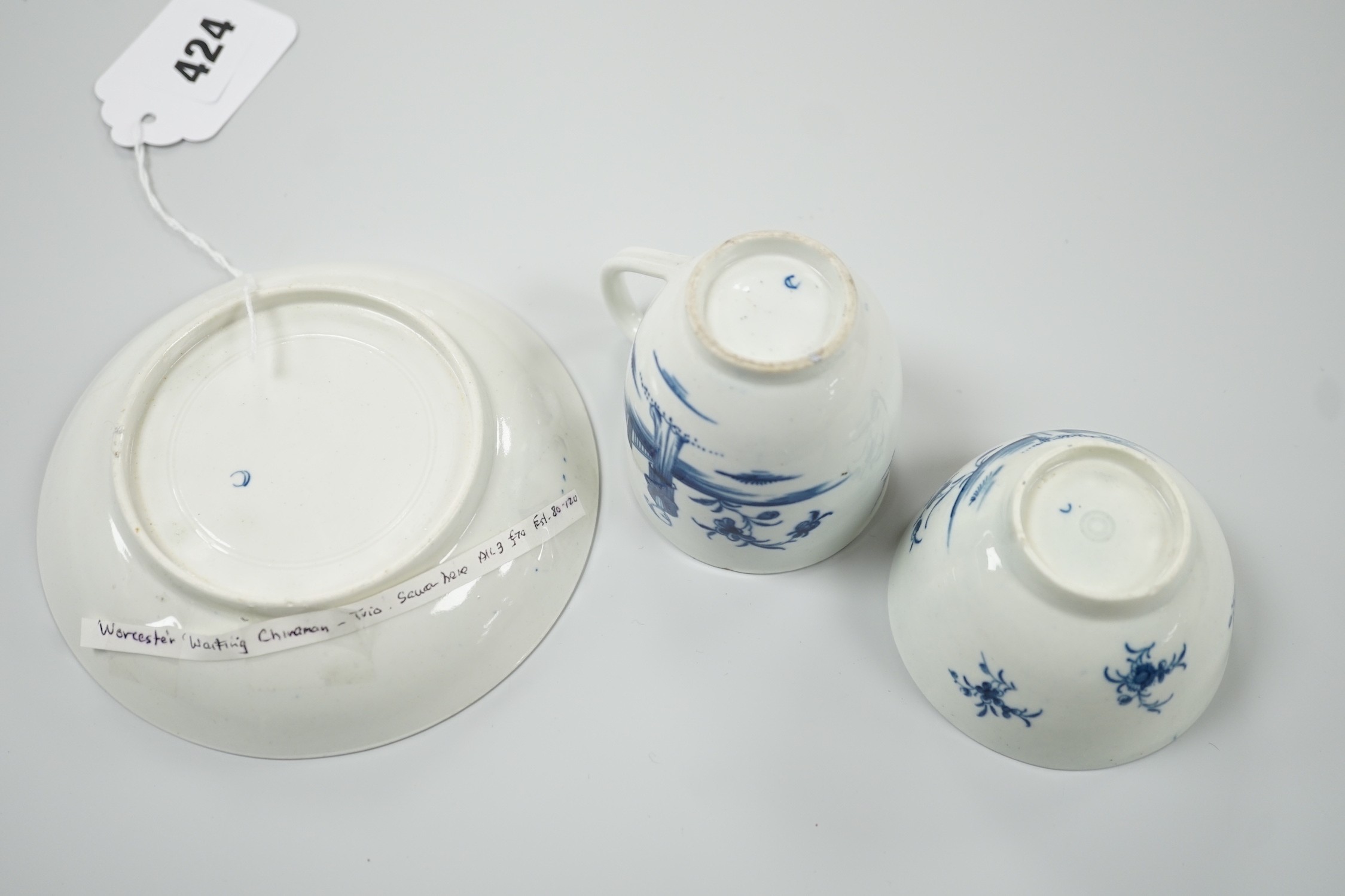 A Worcester trio 'Waiting Chinaman', c.1770